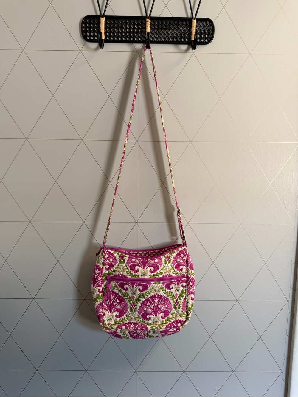 Vera Bradley Pink & Green Quilted Floral Crossbody